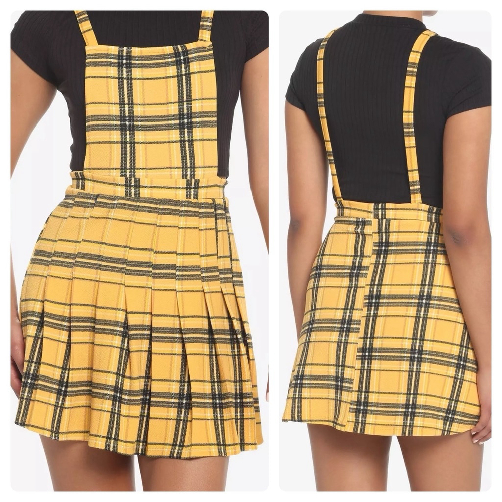 B08- Women's Yellow Plaid Twofer Skirtall